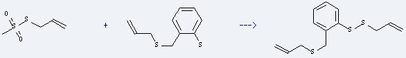 Methanesulfonothioicacid, S-2-propen-1-yl ester is used to produce allyl o-(allylthiomethyl)phenyl disulfide by reaction with allyl (o-mercaptophenyl)methyl sulfide.